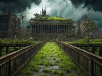 ville abandonnée sous la nature
